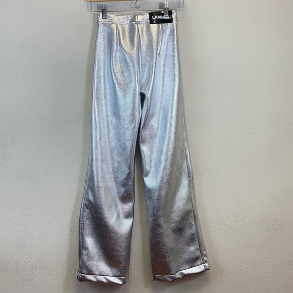 LAAGAM Metallic Wide Leg High Rise Pants NWT Size XXS - Picture 9 of 15
